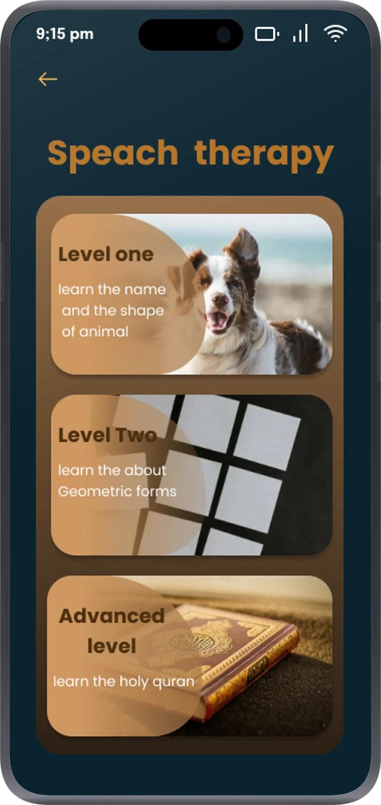ICare, ai speech therapy levels screen