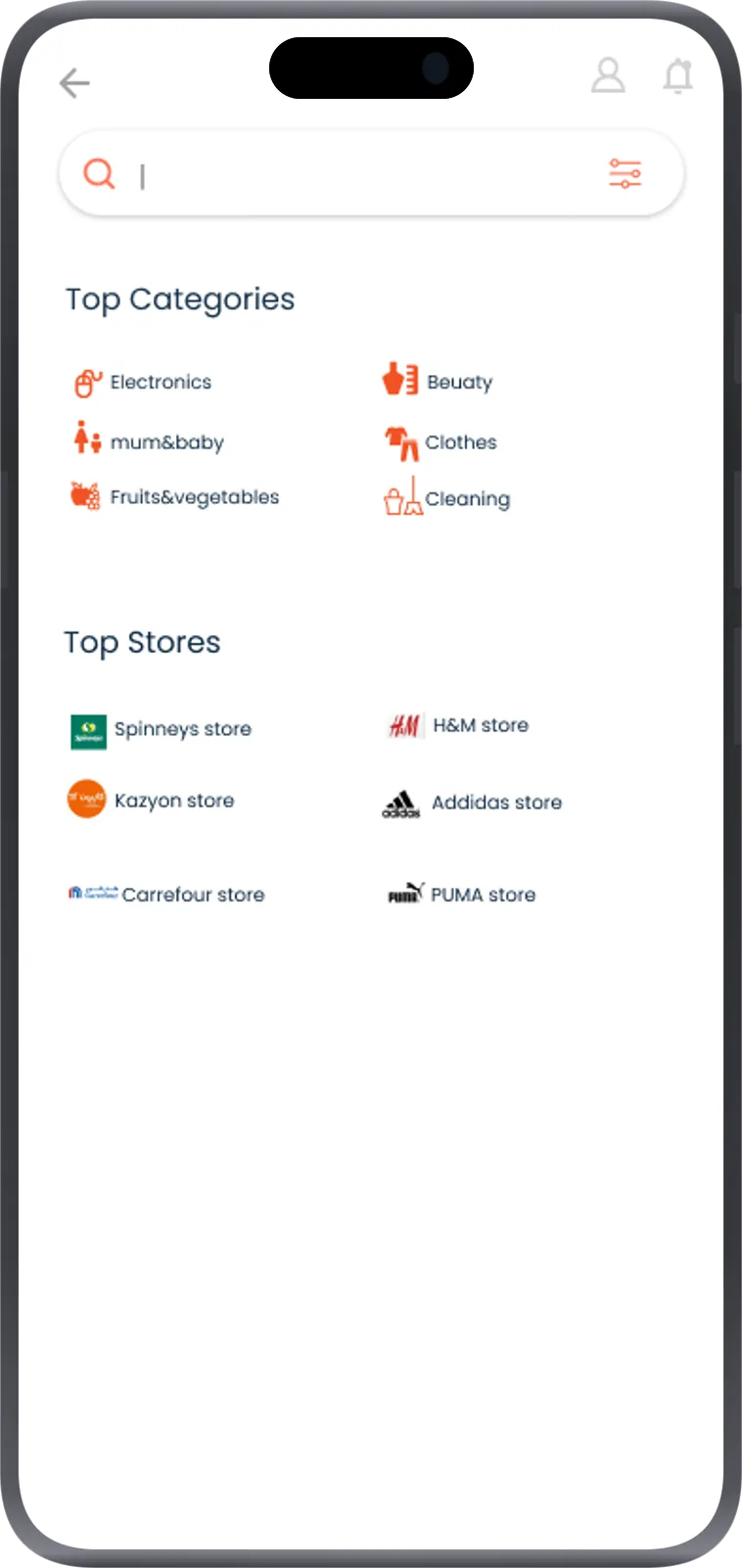 Storeify, search filtering